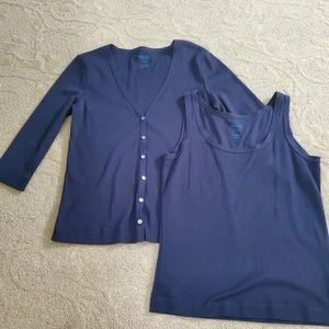 Talbots Cardigan und Tank Set Navy Größe Petite Small Pima Baumwolle - Bild 1 von 12