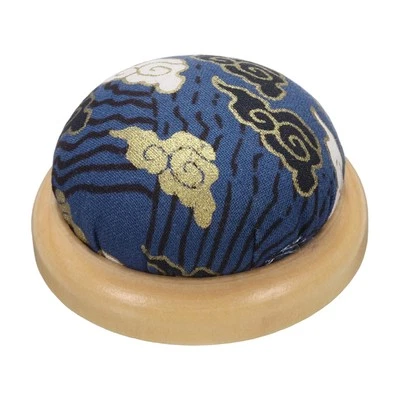 Pin Cushion Wooden Base Japanese Style Round Pincushion, Blue Cloud Foto 1 de 4