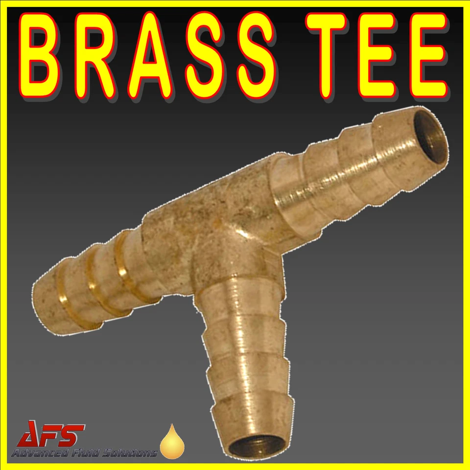 BRASS BARBED T Piece 3 way Fuel Hose Joiner for Compressed Air Gas Oil LPG Pipe
