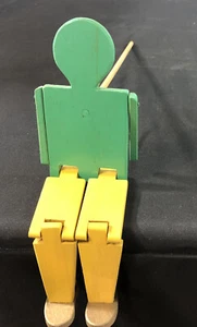 Muñeca de Arte Folclórico Articulada de Madera Limber Jack Baile Obstructor Marioneta 11" en un palo - Imagen 1 de 11