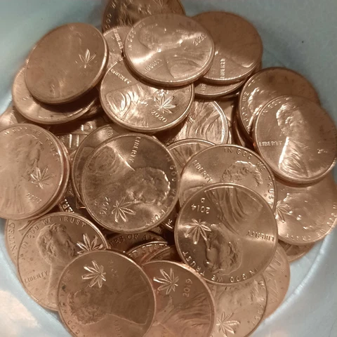 Lot of 50 Marijuana Cannabis Hemp Pot Counterstamp Lincoln Cent Coins #1 Cover