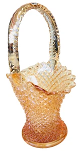 Vintage Westmoreland Glass Company Amber Hobnail Basket 9" x 5" x 3.5" READ - Picture 1 of 16