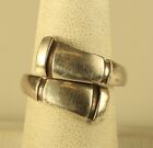 Vtg Signed Towle Sterling Wrap Crossover Spoon Bamboo Line Patterned Ring 7 1/2