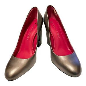 Shoes of Prey Blocked Heel Pumps Pewter Leather Women's 6 - Picture 1 of 6