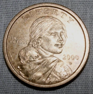 2000 D Sacagawea Native American Gold Tone U.S. One Dollar Coin : Circulated d3 - Picture 1 of 4