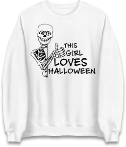 This Girl Love Halloween Skull Design Sweatshirt,Scary Blood,Halloween Gift Top - Picture 1 of 5