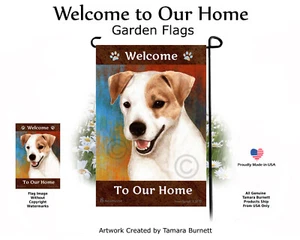 Welcome Garden Flag - Tan and White Jack Russell Terrier 076A - Picture 1 of 1