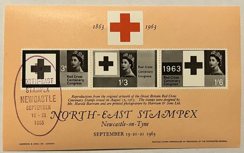 1963 NORTH EASTSTAMPEX SOUVENIR SHEET RED CROSS CANCELED QUEEN ELIZABETH II Cover