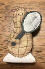 Wooden Peanut Person with Tennis Racket 2.5 inches