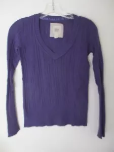 Limited Too Girl's 12 Wool Rabbit Hair Purple Solid Long Sleeve V-Neck Sweater - Picture 1 of 11