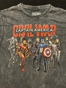 Marvel T Shirt Mens M Avengers Civil War Grey Smoke Short Sleeve Iron Man Cap - Picture 1 of 4