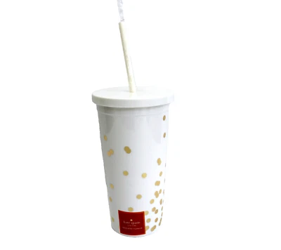 kate spade Gold Confetti Dot Acrylic Insulated Tumbler with Straw 20oz - Image 1 of 3