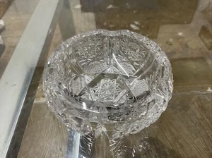 Vintage Bohemian Czech Queen Lace Hand Cut Crystal Ashtray HEAVY - Picture 1 of 19