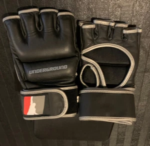 MMA Handschuhe schwarz Hybrid Sparring & Grappling MMA Handschuhe Klettverschluss - Bild 1 von 12