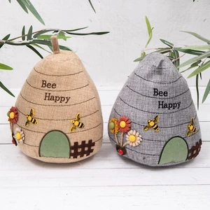 Tapón de puerta de tela gris/marrón neutro para colmena de abeja y flores decoración - Imagen 1 de 8