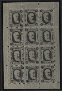 1884 1d BLACK NATIONAL TELEPHONE COMPANY LTD SHEET OF TWELVE - Picture 1 of 1
