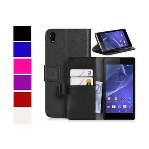 CASE FOR SONY XPERIA Z3 WALLET VARIOUS COLOURS COVER - Picture 1 of 10