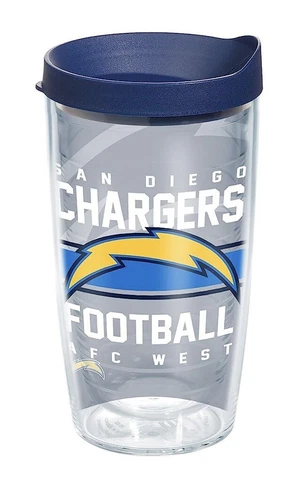 San Diego Chargers 16oz Tervis Tumbler with Lid-Made in USA-New Cover
