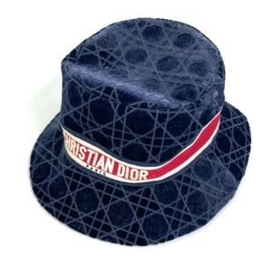 Dior 15CAN923X134 21AW Velor Cannage logo bob Hat bucket hat Navy/Red - Picture 1 of 11