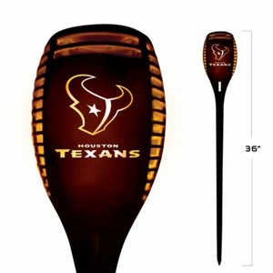 HOUSTON TEXANS LED SOLAR TORCH 36" TALL FLICKERING AMBER FLAME NFL OUTDOOR - Picture 1 of 5