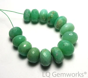 14 pcs CHRYSOPRASE 11-14mm Faceted Rondelle Beads NATURAL /L4 - Picture 1 of 1