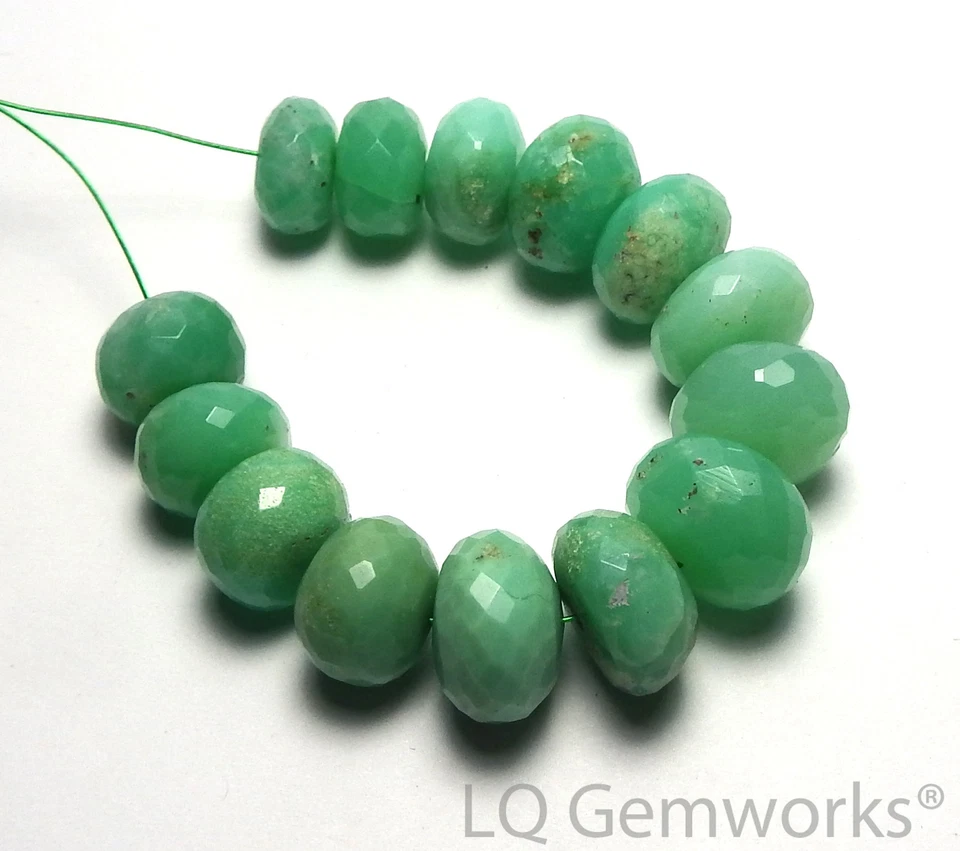 14 pcs CHRYSOPRASE 11-14mm Faceted Rondelle Beads NATURAL /L4 - Image 1 of 1