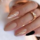 Simple Fake Nials Long Almond Press On Nails Manicure False Nails  Women