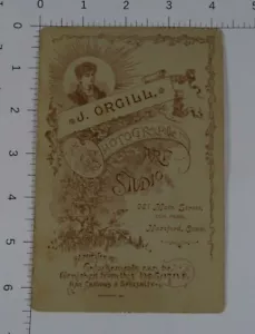 Tarjeta de publicidad de 2 caras J Orgill Photographic Art Studio Hartford Conn - mujer - Imagen 1 de 2