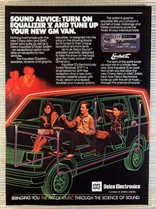 Delco Electronics Equalizer V GM Astro Van Neon Line Art 1985 Vintage Print Ad - Picture 1 of 1