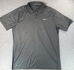 Nike Tiger Woods Polo Shirt Mens L Gray Dri Fit "Bluejack National" -Collar Flaw - Picture 1 of 14