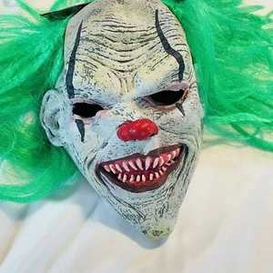 Clown Green Hair Rubber Mask Midnight Creatures Seasons Adult Halloween  - Picture 1 of 9