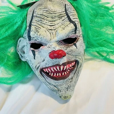 Clown Green Hair Rubber Mask Midnight Creatures Seasons Adult Halloween  - Image 1 of 4