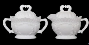 Vintage Imperial Milchglas Zucker + Milchkännchen Set mit Deckel - Bild 1 von 8