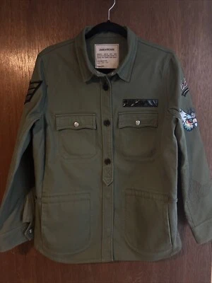 zadig voltaire cotton khaki star jacket size large retail $598 army green NWOT - Image 1 of 4