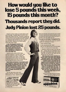 vintage anni '70 STAMPA APPEDRINA ANNUNCIO pillole per la dieta vietate pagina pinup pubblicitaria - Foto 1 di 1