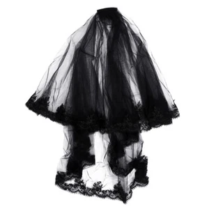 Photography Veil Women Black Veil Gothic Veil Headpiece Halloween Head Veil - Picture 1 of 12