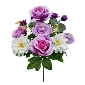21.5 inches Outdoor Artificial Floral Bouquet, Purple Rose - Picture 1 of 8