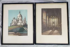 2 Marcel Julien Baron (1872-1956) Incisioni Colorate Parigi Cattedrali Cattoliche - Foto 1 di 16