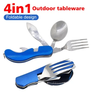 4 in 1 Outdoor Tableware Set (Fork/Spoon/Knife/Bottle Opener) Camping Utensils - Picture 1 of 17