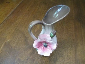Brocca vintage "nuova capodimonte" alta 7 5/8" rosa marrone floreale multicolore marrone - Foto 1 di 11