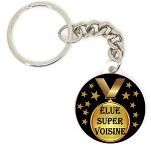 Schlüsselanhänger Abzeichen SCHWARZ GEWÄHLT SUPER NACHBAR Stern MEDAILLE Geschenkidee  - Bild 1 von 1