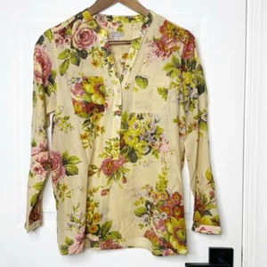 J. JILL XS Petite Floral Silk Blend Popover Blouse Top Roll Tab Sleeve - Bild 1 von 6
