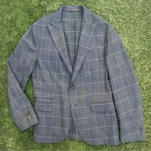 Eleventy Soft Jacket Peak Label Single Breasted Wool Blend Plaid Sports Coat 48 - Picture 1 of 11