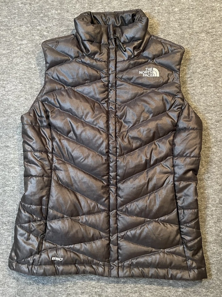 Chaleco acolchado de plumón de ganso The North Face 550 Series negro para mujer XS cremallera Foto 1 de 4