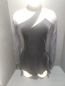 VESTIDO CAPEZIO NEGRO MANGA LARGA TERCIOPELO BAILE LEOTARDO MUJER TALLA GRANDE ADULTO - Imagen 1 de 8