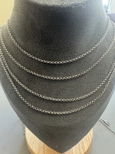 Silver Plated Rolo Chain Necklace Delicate Round Link Pendants Layering Necklace - Picture 1 of 4