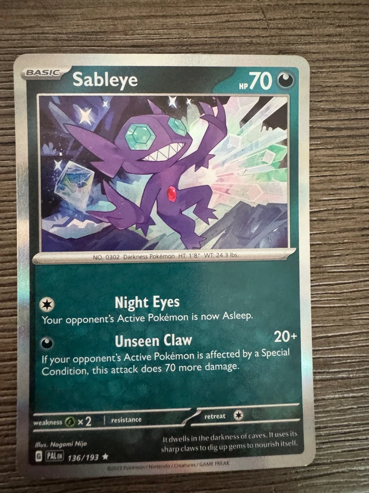 2023 Sableye 136/193 - Paldea Evolved - Holo Rare - Pokemon Card TCG - NM - Image 1 of 1