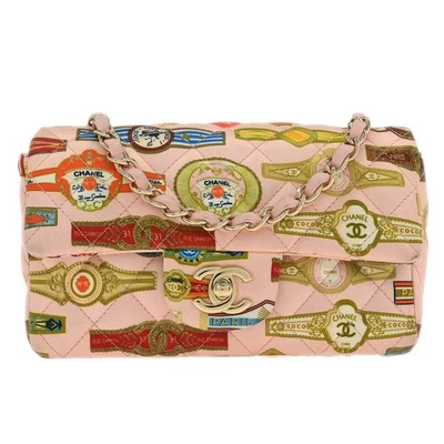 Bolso de Hombro Chanel Rosa Satén Cuba Estampado Cigare 115791 Foto 1 de 4