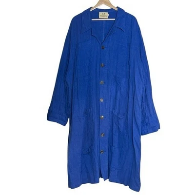 Fashion Brand Company Too Many Pockets Linen Long Jacket Size 4X Blue LAGENLOOK - Image 1 of 4