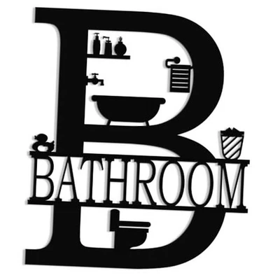 Металлический настенный декор для ванной XORT, фермерский дом 12 x 14 дюймов, черный — знак для ванной - Изображение 1 из 4